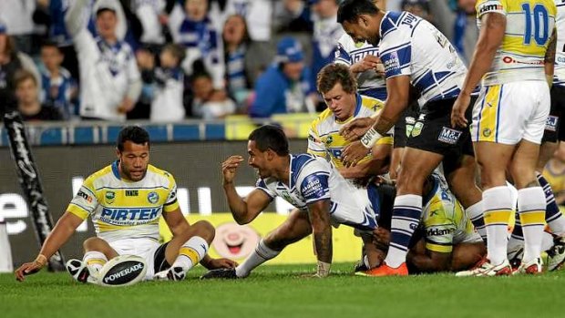 Top Dog: Ben Barba scores before leaving the field on Friday night with an ankle injury.
