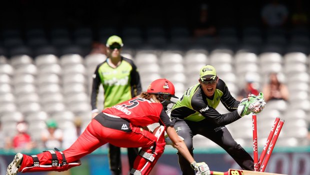 Renegade Molly Strano is caught short against Sydney thunder last season 