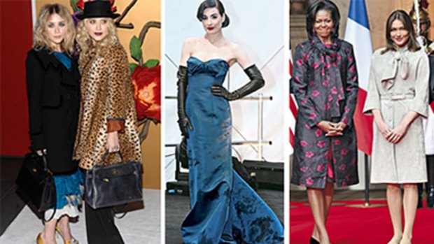Ashley and Mary-Kate Olsen (left) work on developing a signature look; Queen of vintage style, burlesque performer Dita Von Teese (centre);and elegant first ladies Michelle Obama and Carla Bruni (right).
