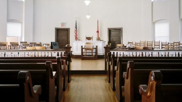 The courtroom in the Monroe County Courthouse, which served as an inspiration for Harper Lee's novel <i>To Kill a Mockingbird</i>. 