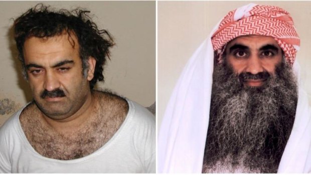 The alleged mastermind of the 9/11 attacks Khalid Sheikh Mohammed, shortly after his capture (left), and in 2009 in Guantanamo Bay.