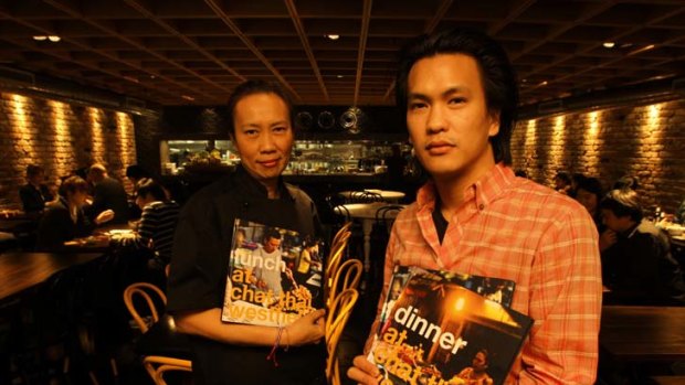 Prized ... Chat Thai owner Amy Chanta and son Pat Laoyont with the $40 menus.