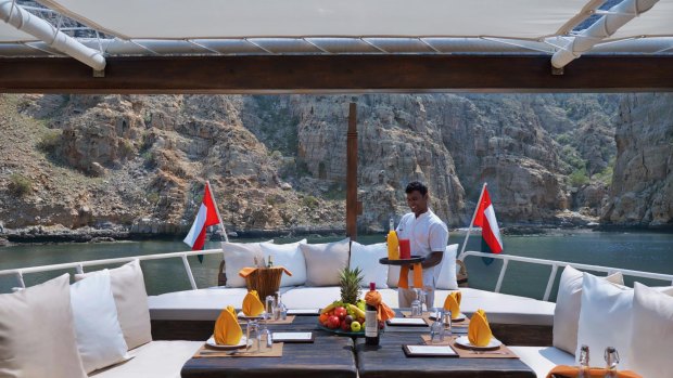 Enjoy a getaway in a classic dhow from the Six Senses Zighy Bay hotel in Oman.