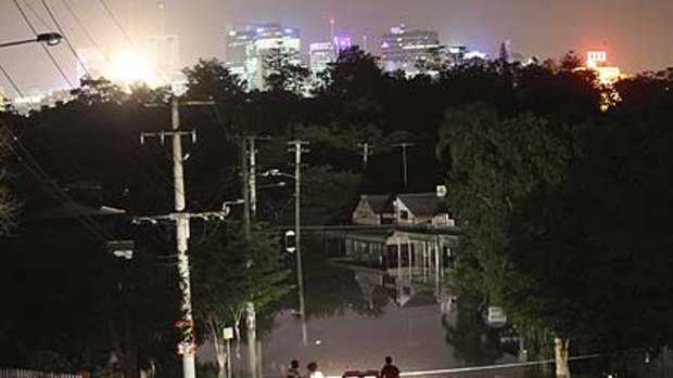 Looking out over flooded brisbane last night.