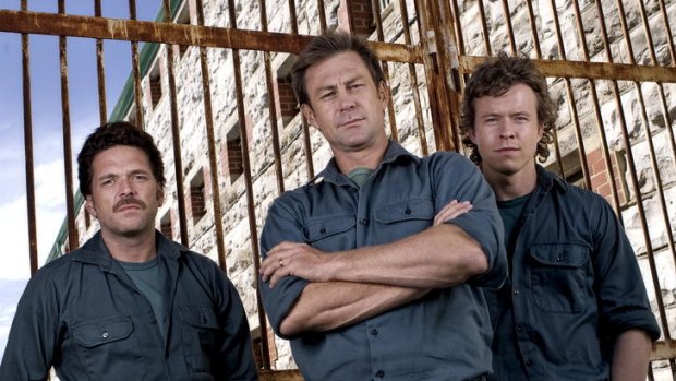 The wrongly convicted Mickelberg brothers (from left). Brian (Josh Quong Tart), Ray (Grant Bowler) and Peter (Todd Lasance).