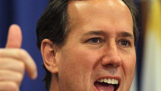 Republican presidential candidate Rick Santorum speaks during a campaign rally in Ohio.