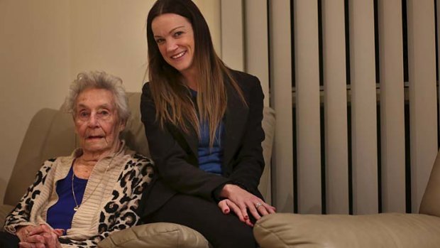 At home: Megan Towns with her grandmother Joan, who she moved down from Queensland after a dementia diagnosis.  c8363.jpg