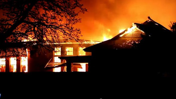 Up in flames... Mount Lawley Primary School burning.