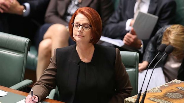 Warrior: Julia Gillard during question time on Wednesday.