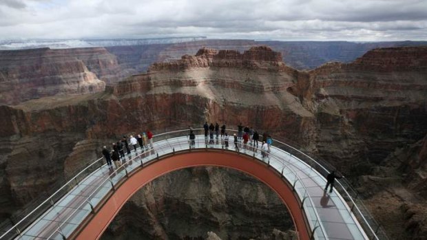 A rancher has blocked access to the Grand Canyon's Skywalk   due to a dispute over the road to the attraction that runs through his property.