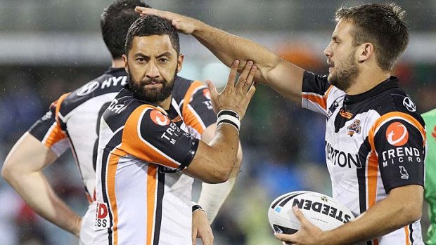 Busy man &#8230; Wests Tigers star Benji Marshall has been poring over video tape.