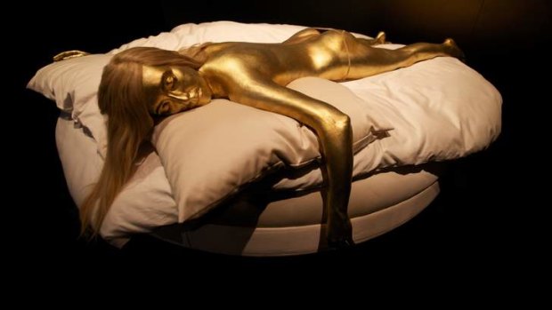 A cast replica of Jill Masterson's body, from <i>Goldfinger</i>.
