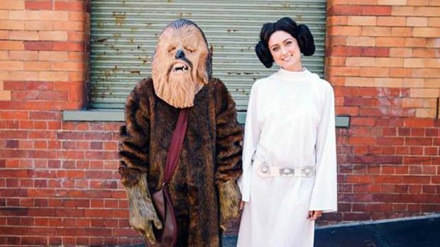 "Chewbacca" and "Princess Leia" get hitched during a Star Wars themed wedding.