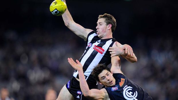 Big ask: Collingwood skipper Nick Maxwell may be forced to be the second ruckman against Hawthorn on Friday night.