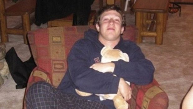Mark Zuckerberg cuddles his teddy bear in a photo that leaked in December 2009.