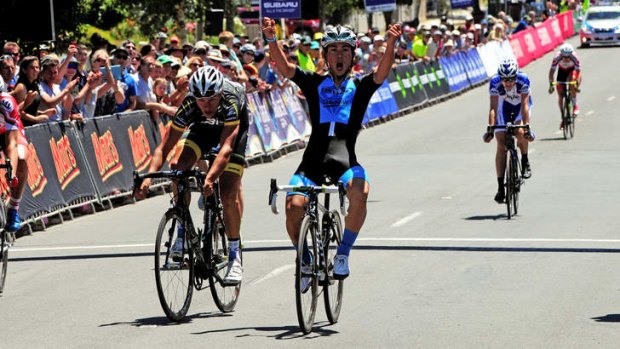 Full cycle: Caleb Ewan wins the under-23 men's road race national title.