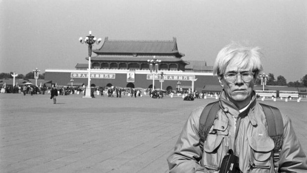 Andy Warhol in Tiananmen Square during a visit to China in 1982.