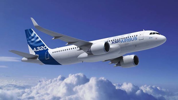 The Airbus A320neo, the plane maker's revamped version of its best-selling aircraft.