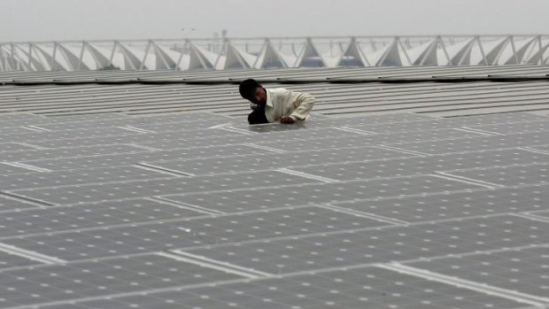 Solar panels being added to India's Jawaharlal Nehru Stadium.