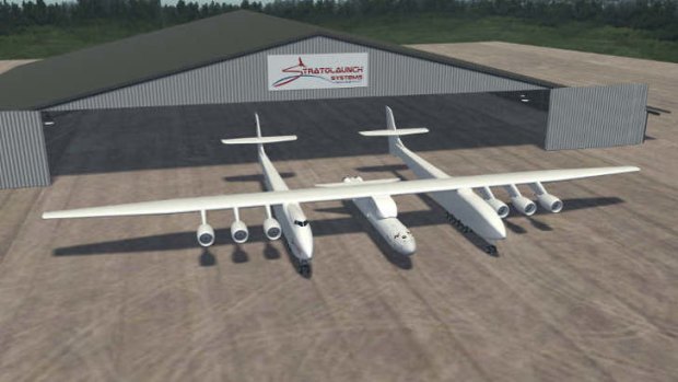 The new plane for launching spacecraft will have a wingspan of 116 metres and carry six 747 engines.