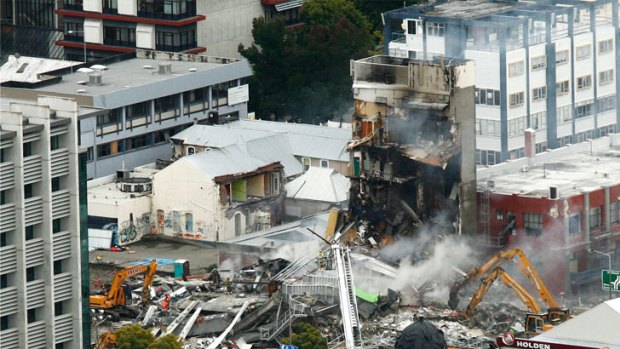 The CTV building lies in ruins after the Christchurch earthquake.