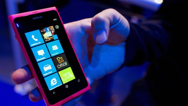 A Nokia Lumia 800 smartphone is displayed at the Nokia World launch event in London.