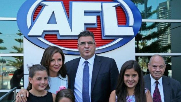 AFL chief executive Andrew Demetriou with his family.