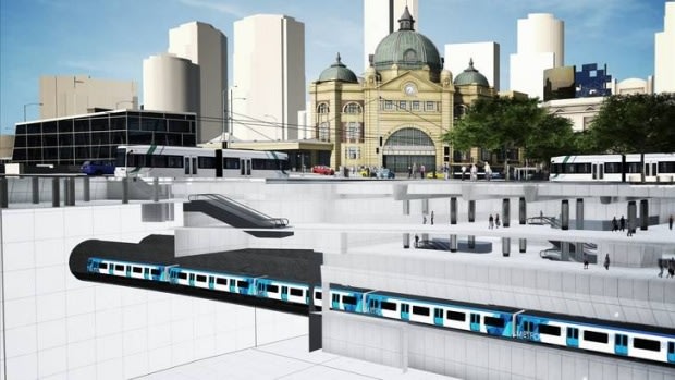 An artist's impression of Melbourne Metro's proposed CBD South station 