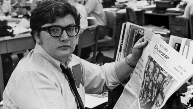 Chicago Sun-Times movie critic Roger Ebert in the newsroom in 1969.