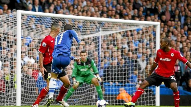 Eden Hazard scores for Chelsea against Cardiff City.