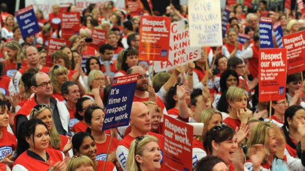 Members of the Australian Nurses Federation gathered at Melbourne's Festival Hall last Friday as an industrial relations dispute with the government heats up.