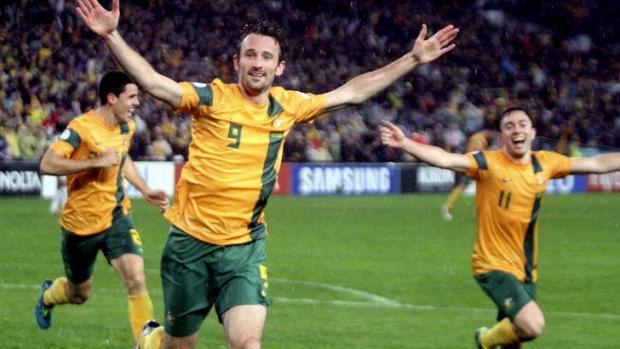 Supersub: Josh Kennedy scored the goal that sent Australia to Brazil minutes after being brought on by coach Holger Osieck.