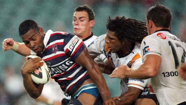 Giant prop Stanley Waqa (left) is on trial with the Melbourne Storm.