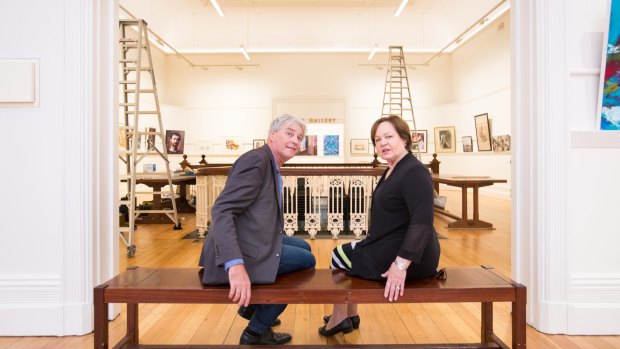 Victoria Artists' Society's David McCubbin and president Eileen Mackley. 