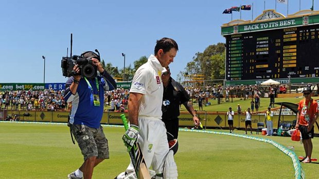 All over: Ricky Ponting exits.