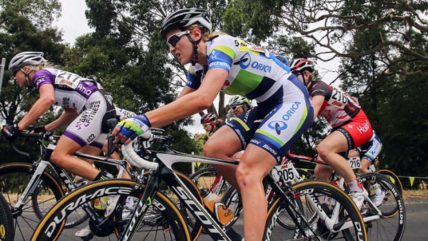 Outsider &#8230; Gracie Elvin on her way to an unlikely national road title at Mt Buninyong after outclassing more experienced rivals.