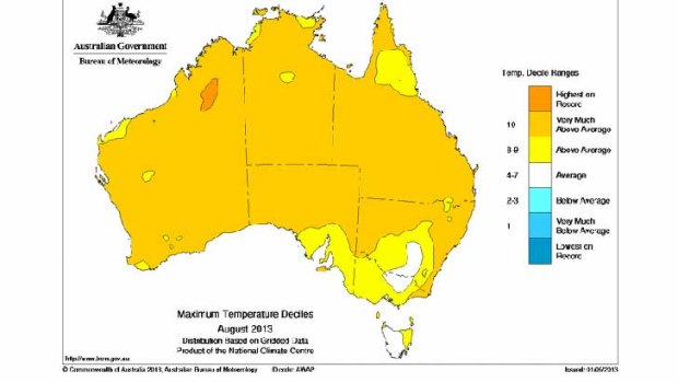 Most of Australia had a warmer-than-average August.