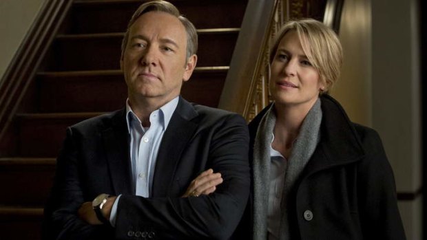 Balancing act ... Kevin Spacey and Robin Wright in <i>House of Cards</i>.