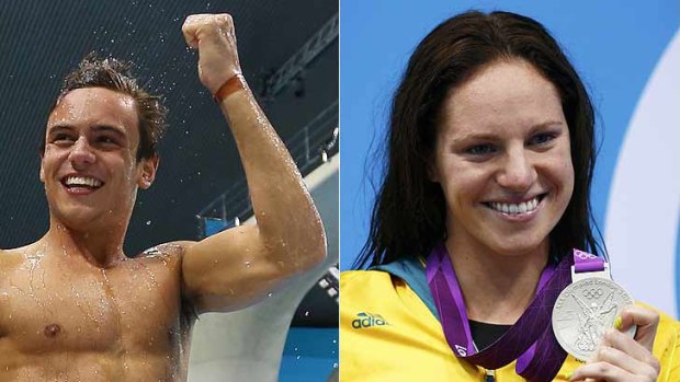 Targeted on Twitter ... (left) British diver Tom Daley and (right) Australian swimmer Emily Seebohm.