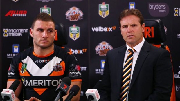 Captain and coach ... Robbie Farah and Mick Potter at Sunday's press conference.