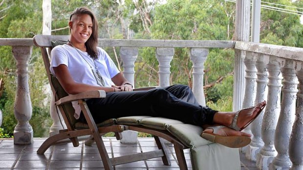 Bulleen Boomers centre Liz Cambage relaxes at home.