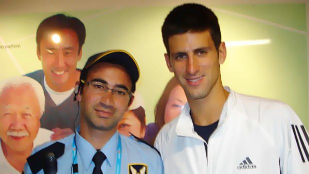 Faisal Durrani with the this year's Australian Open winner Novak Djokovic.