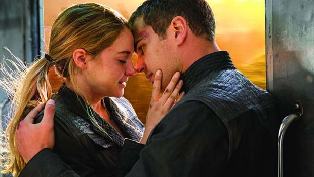 Dystopian future: Shailene Woodley and Theo James in <em>Divergent</em>.