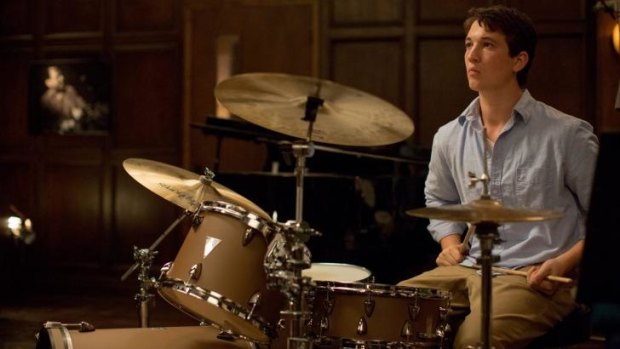 Keeping the beat: Miles Teller as ambitious jazz drummer Andrew Neyman in <i>Whiplash</i>.