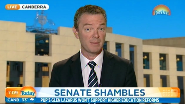 Pyne jokingly dismisses Stefanovic's jibes about Palmer United Party Senator Glenn Lazarus. 