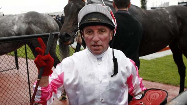 Rare talent . . . Jim Cassidy after his win at Flemington on Saturday on Cup hopeful Maluckyday.