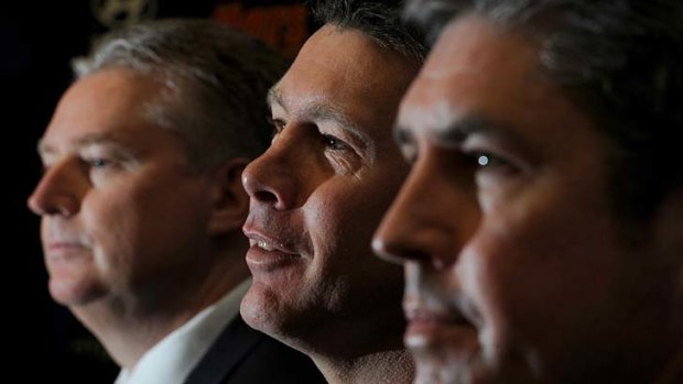 Carlton CEO, Greg Swann, coach Brett Ratten and President Stephen Kernahan.