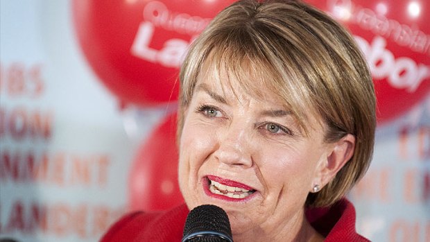 Anna BLigh adresses Labor faithful at party headquarters.