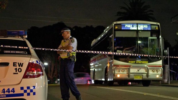 Police at the crash site.