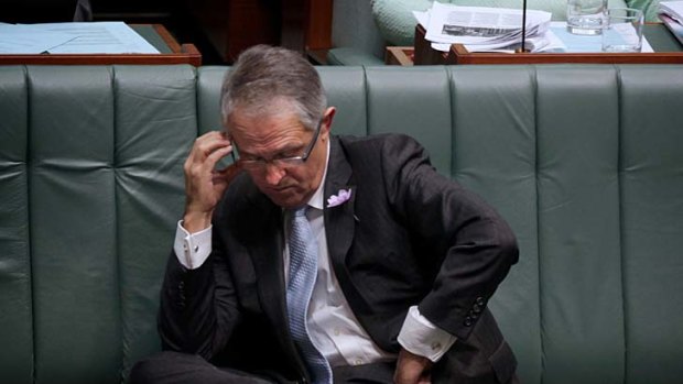 Malcolm Turnbull during question time in Parliament after he copped an emailed lecture from the chief Whip, Warren Entsch.